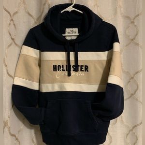 Men’s small dark blue white and beige Hollister hoodie